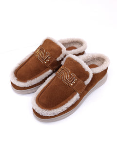 Nursace мюли в рыжем замше с мехом