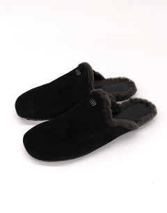 Nursace мюли в коричневом замше с мехом